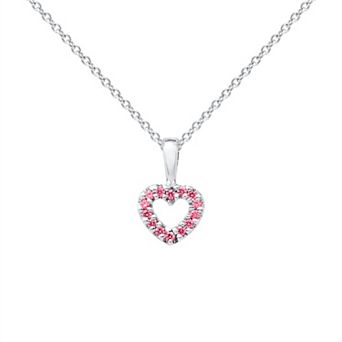 Precious Forever Sterling Silver Cubic Zirconia Open Heart Pendant Necklace