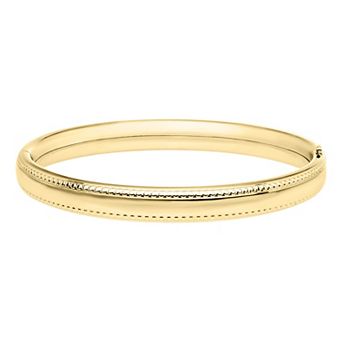 Precious Forever 14k Gold Plated Polished Hinged Bangle Bracelet