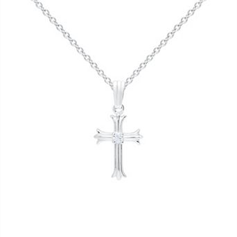 Precious Forever Kids Sterling Silver Topaz Prong Cross Pendant Necklace
