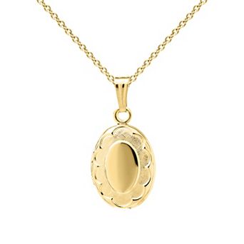 Precious Forever Kids 14k Gold Plated Polished & Satin Oval Locket Pendant Necklace