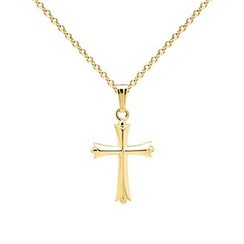 Precious Forever Kids 14k Gold Plated Polished Cross Pendant Necklace