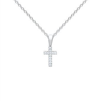 Precious Forever Sterling Silver Cubic Zirconia Cross Pendant Necklace