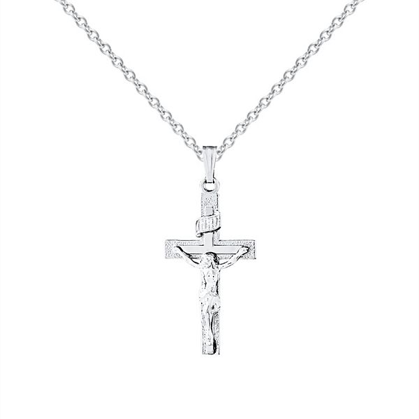 Precious Forever Kids Sterling Silver Polished & Textured Crucifix