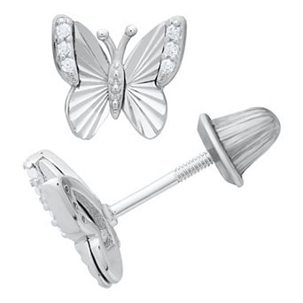 Precious Forever Rhodium Over Sterling Silver Sunkissed Cubic Zirconia Butterfly Stud Earrings