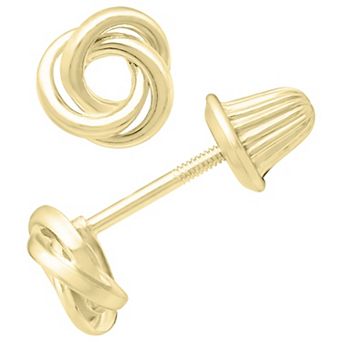 Precious Forever 14k Gold Polished Love Knot Screw-On Stud Earrings