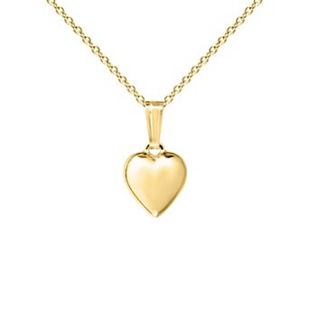 Precious Forever Kids 14k Gold Plated Polished Puffy Heart Pendant Necklace
