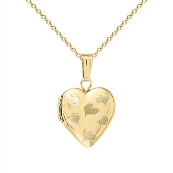 Precious Forever Kids 14k Gold Plated Hand-Engraved Heart Locket Pendant Necklace