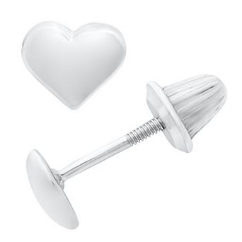 Precious Forever Rhodium Over Sterling Silver Puffy Heart Stud Earrings