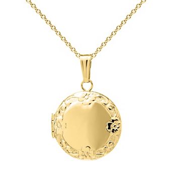 Precious Forever Kids 14k Gold Plated Polished Round Locket Pendant Necklace