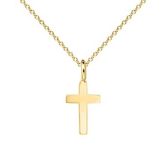 Precious Forever Kids 14k Gold Plated Polished Cross Pendant Necklace