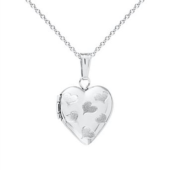 Precious Forever Sterling Silver Hand-Engraved Heart Locket Pendant Necklace