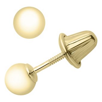 Precious Forever 14k Gold Polished Screw-On Screw-Off Ball Stud Earrings