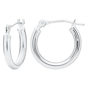 Precious Forever Rhodium Over Sterling Silver Click-It Hoop Earrings