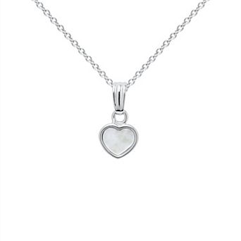 Precious Forever Sterling Silver Heart-Shaped Mother-of-Pearl Pendant Necklace