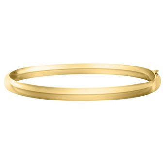 Precious Forever 14k Gold Polished Hinged Bangle Bracelet