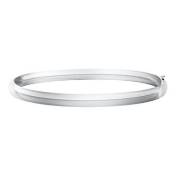Precious Forever Rhodium Over Sterling Silver Hinged Bangle Bracelet