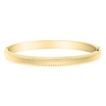 Precious Forever 14k Gold Plated Hinged Bangle Bracelet