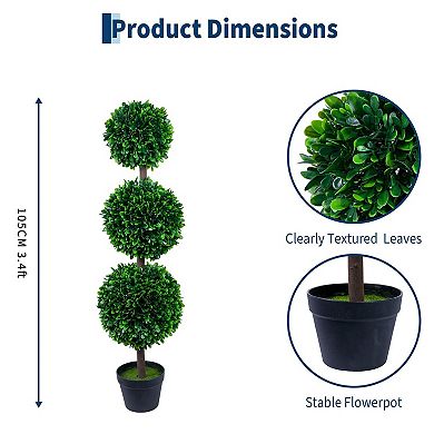 3.4ft Artificial Topiary Tree 3-Tier Ball