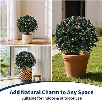 Set of 2 Artificial Cedar Topiary Ball Trees