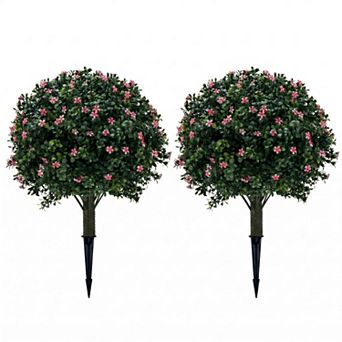 Set of 2 Artificial Cedar Topiary Ball Trees