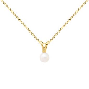 Precious Forever Kids 14k Gold Plated Freshwater Cultured Pearl Pendant Necklace