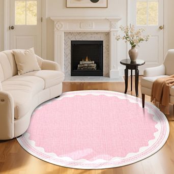 lxt-Area Rugs Living Room Washable Rugs for Bedroom Non Slip Modern Scalloped Carpet