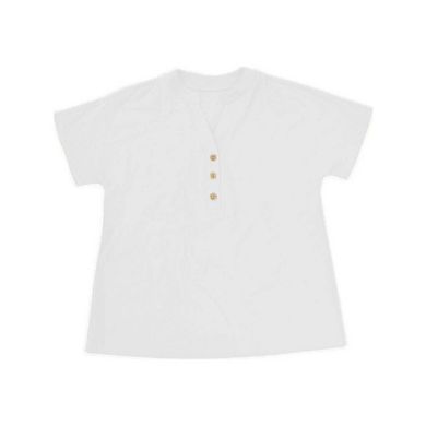 Women's linen shirt V neck button down shirt short sleeved office work top