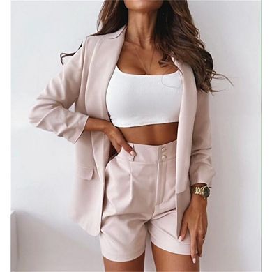 Women's Casual Blazer Open front Slim Fit Long-sleeved Blazer