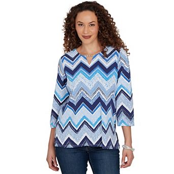 Women's Alfred Dunner Chevron Split Neck Top