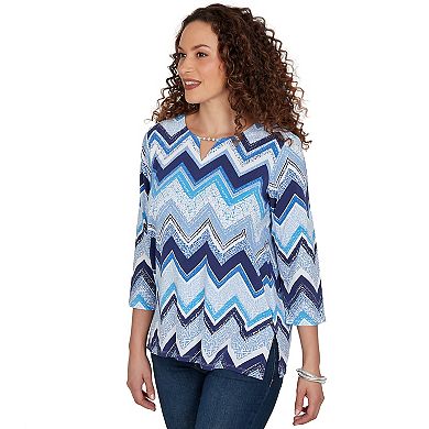 Women's Alfred Dunner Chevron Split Neck Top