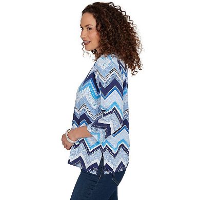 Women's Alfred Dunner Chevron Split Neck Top