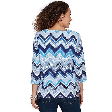 Women's Alfred Dunner Chevron Split Neck Top