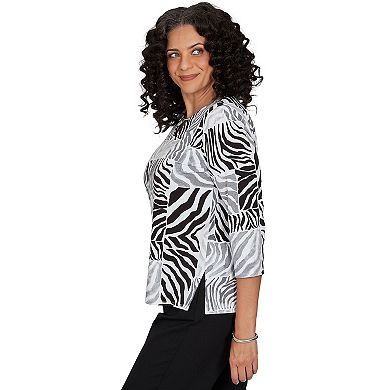 Women's Alfred Dunner Zebra Blocks Knit Top