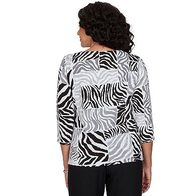 Women's Alfred Dunner Zebra Blocks Knit Top