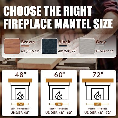 CEWOR 48" Solid Cedar Wood Fireplace Mantel Shelf, Wall-Mounted & Floating Shelf for Home Decor