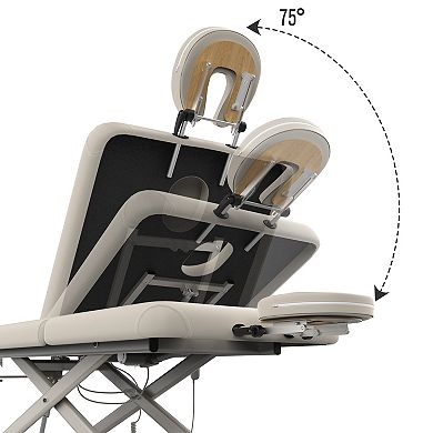 CEWOR Electric Massage Table, Height Adjustable with Remote & Mobile Base，Automatic Manual Backrest