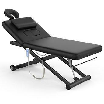 CEWOR Electric Massage Table, Height Adjustable with Remote & Mobile Base，Automatic Manual Backrest