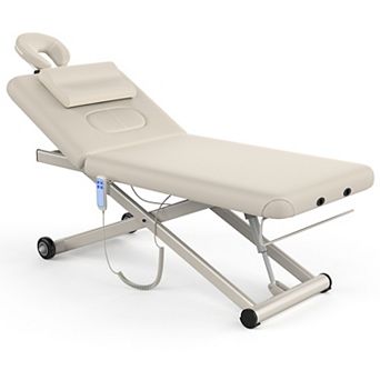 CEWOR Electric Massage Table, Height Adjustable with Remote & Mobile Base，Automatic Manual Backrest