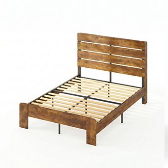 CEWOR Farmhouse Wooden Platform Bed Frame with Headboard