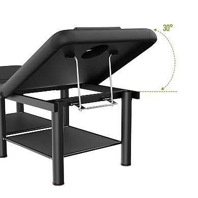 CEWOR Portable Foldable Massage Table, 6 Round Legs, PU Leather, with Storage Layer