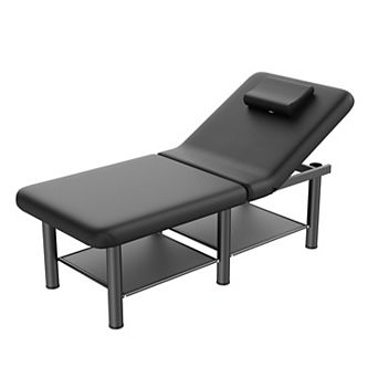CEWOR Portable Foldable Massage Table, 6 Round Legs, PU Leather, with Storage Layer