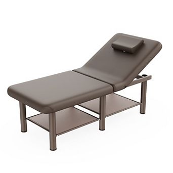 CEWOR Portable Foldable Massage Table, 6 Round Legs, PU Leather, with Storage Layer