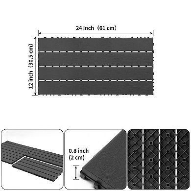 CEWOR 12"x24" Interlocking Outdoor Deck Tiles, 24PCS Waterproof Patio Flooring, Easy Assembly