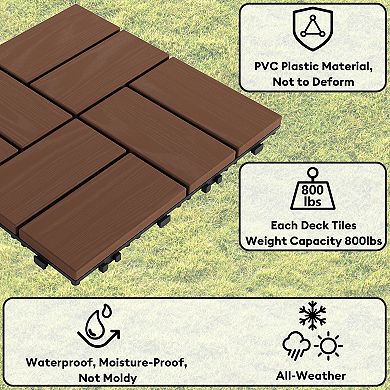 CEWOR 12"x12" Interlocking Deck Tiles, 30PCS/30 sq.ft Waterproof Patio Flooring, 8-Module Patterns