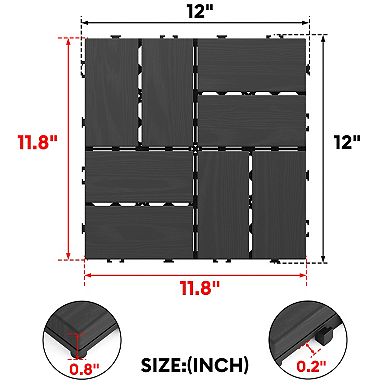 CEWOR 12"x12" Interlocking Deck Tiles, 30PCS/30 sq.ft Waterproof Patio Flooring, 8-Module Patterns