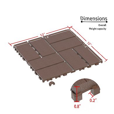 CEWOR 44 PCS 12" Patio Deck Tiles，Interlocking Decking Tiles Floor Tile