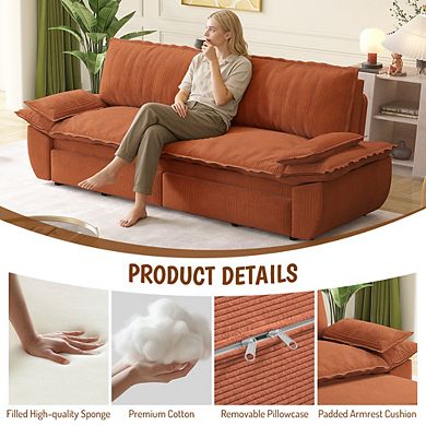 CEWOR 73.2" 3-in-1 Queen Pull Out Sofa Bed, Velvet Convertible Loveseat with Side Storage