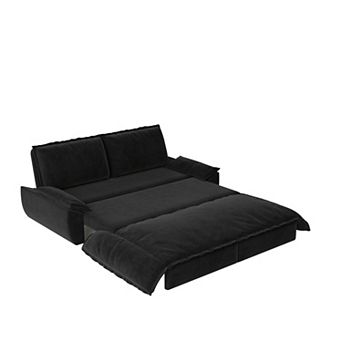 CEWOR 73.2" 3-in-1 Queen Pull Out Sofa Bed, Velvet Convertible Loveseat with Side Storage