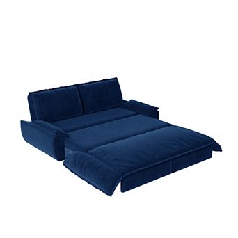 CEWOR 73.2" 3-in-1 Queen Pull Out Sofa Bed, Velvet Convertible Loveseat with Side Storage