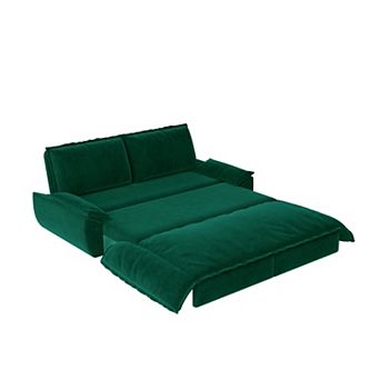 CEWOR 73.2" 3-in-1 Queen Pull Out Sofa Bed, Velvet Convertible Loveseat with Side Storage